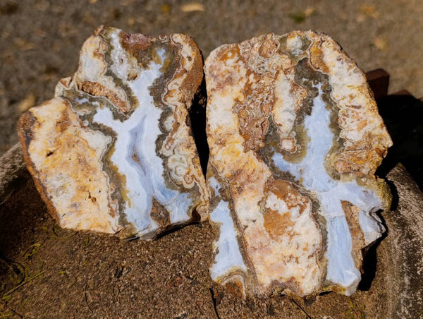 Polished Blue Lace Agate With Crazy Lace x 3 From Namibia - Toprock Gemstones and Minerals 