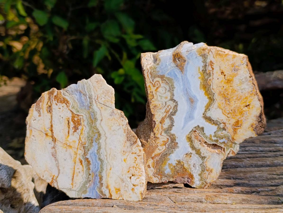 Polished Blue Lace Agate With Crazy Lace x 3 From Namibia - Toprock Gemstones and Minerals 