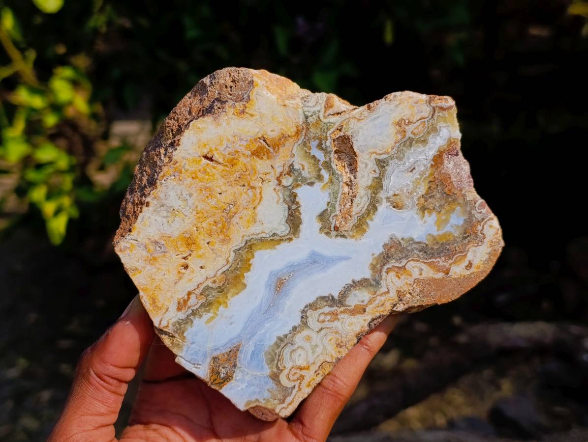Polished Blue Lace Agate With Crazy Lace x 3 From Namibia - Toprock Gemstones and Minerals 