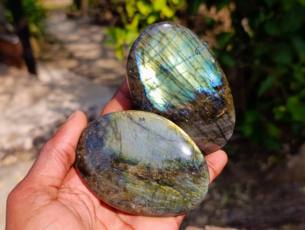 Polished Labradorite Palm Stones x 8 From Tulear, Madagascar - Toprock Gemstones and Minerals 