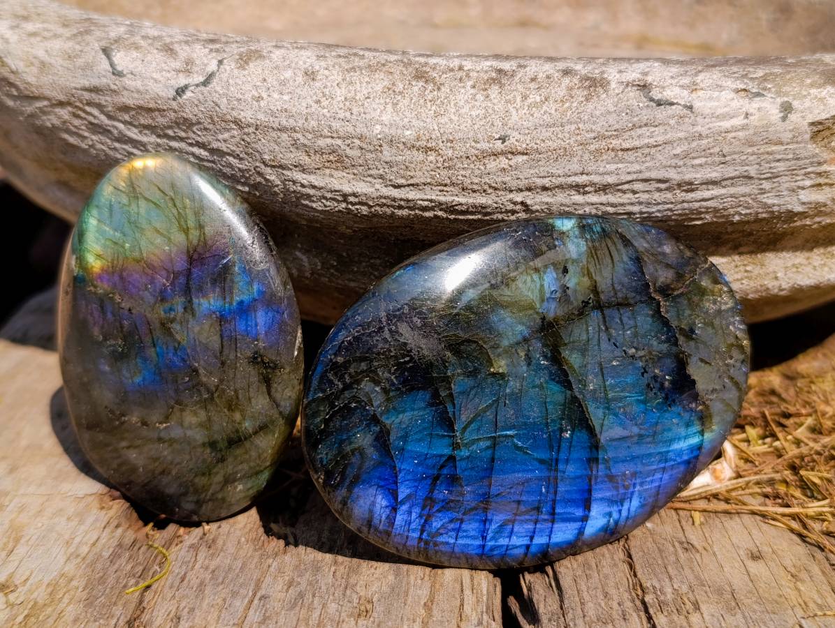 Polished Labradorite Palm Stones x 8 From Tulear, Madagascar - Toprock Gemstones and Minerals 