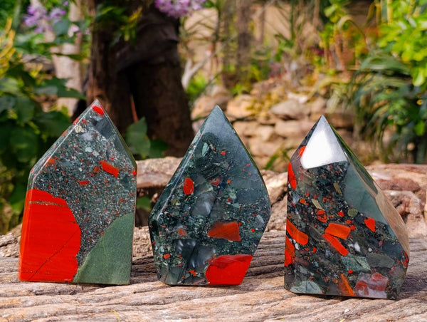 Polished Bloodstone Points x 3 From Swaziland - Toprock Gemstones and Minerals 