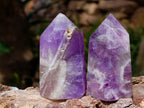 Polished Chevron Amethyst Points x 12 From Zambia - Toprock Gemstones and Minerals 