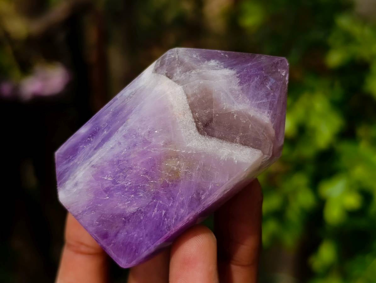 Polished Chevron Amethyst Points x 12 From Zambia - Toprock Gemstones and Minerals 