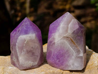 Polished Chevron Amethyst Points x 12 From Zambia - Toprock Gemstones and Minerals 