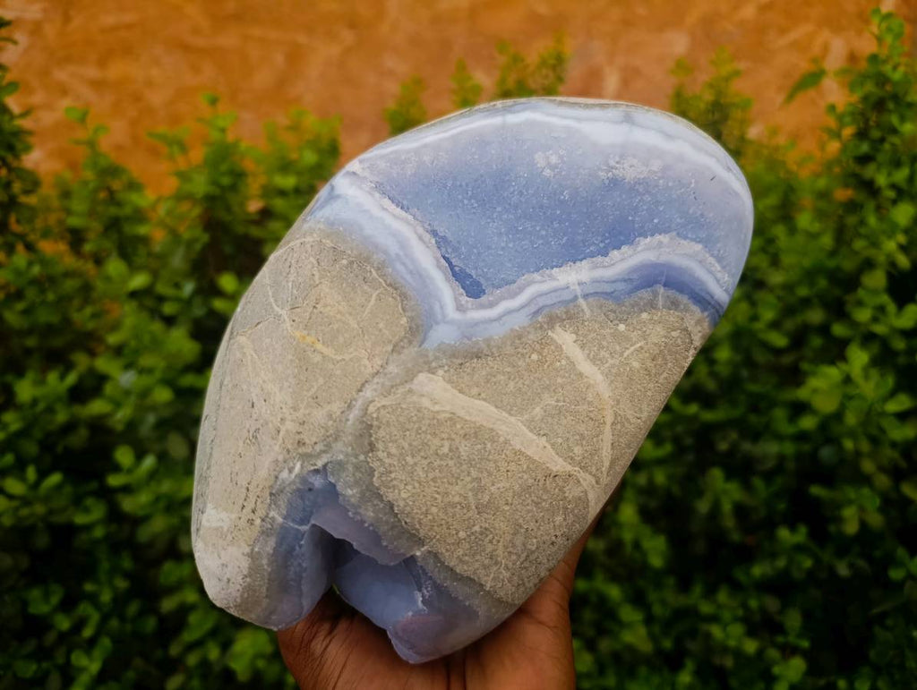 Polished Blue Lace Agate Standing Free Form x 1 From Nsanje, Malawi - Toprock Gemstones and Minerals 