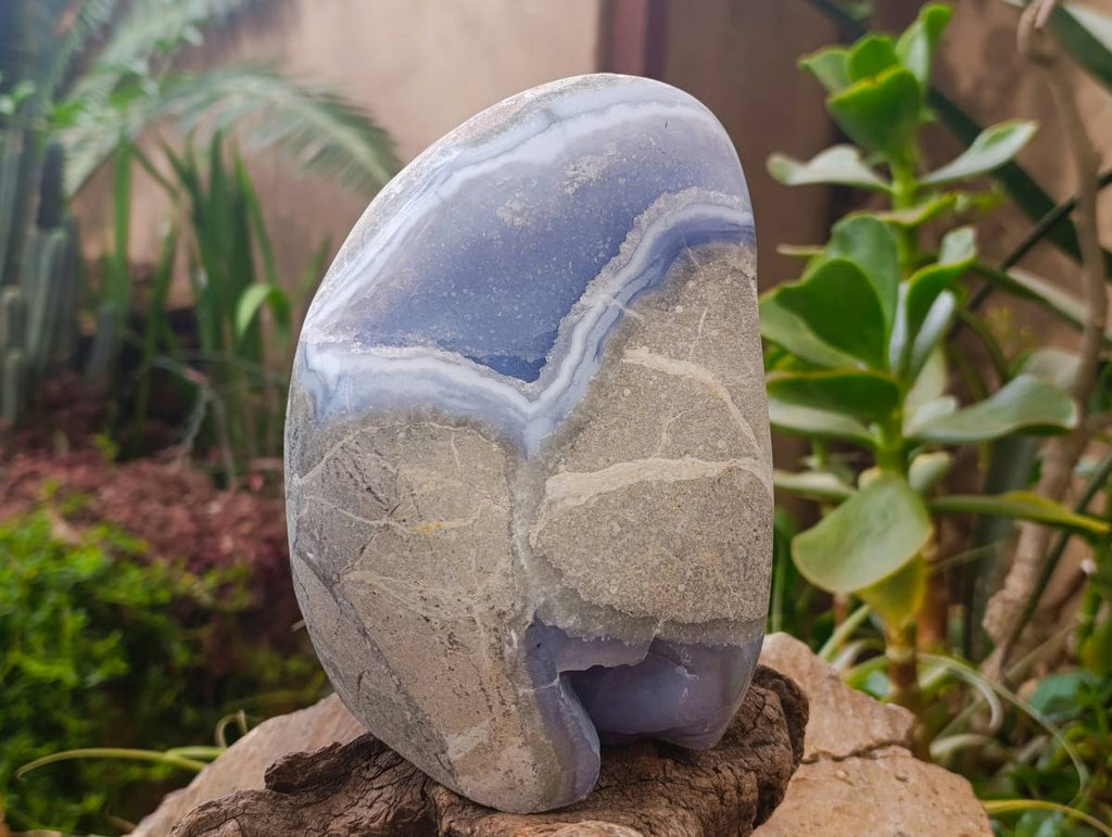 Polished Blue Lace Agate Standing Free Form x 1 From Nsanje, Malawi - Toprock Gemstones and Minerals 