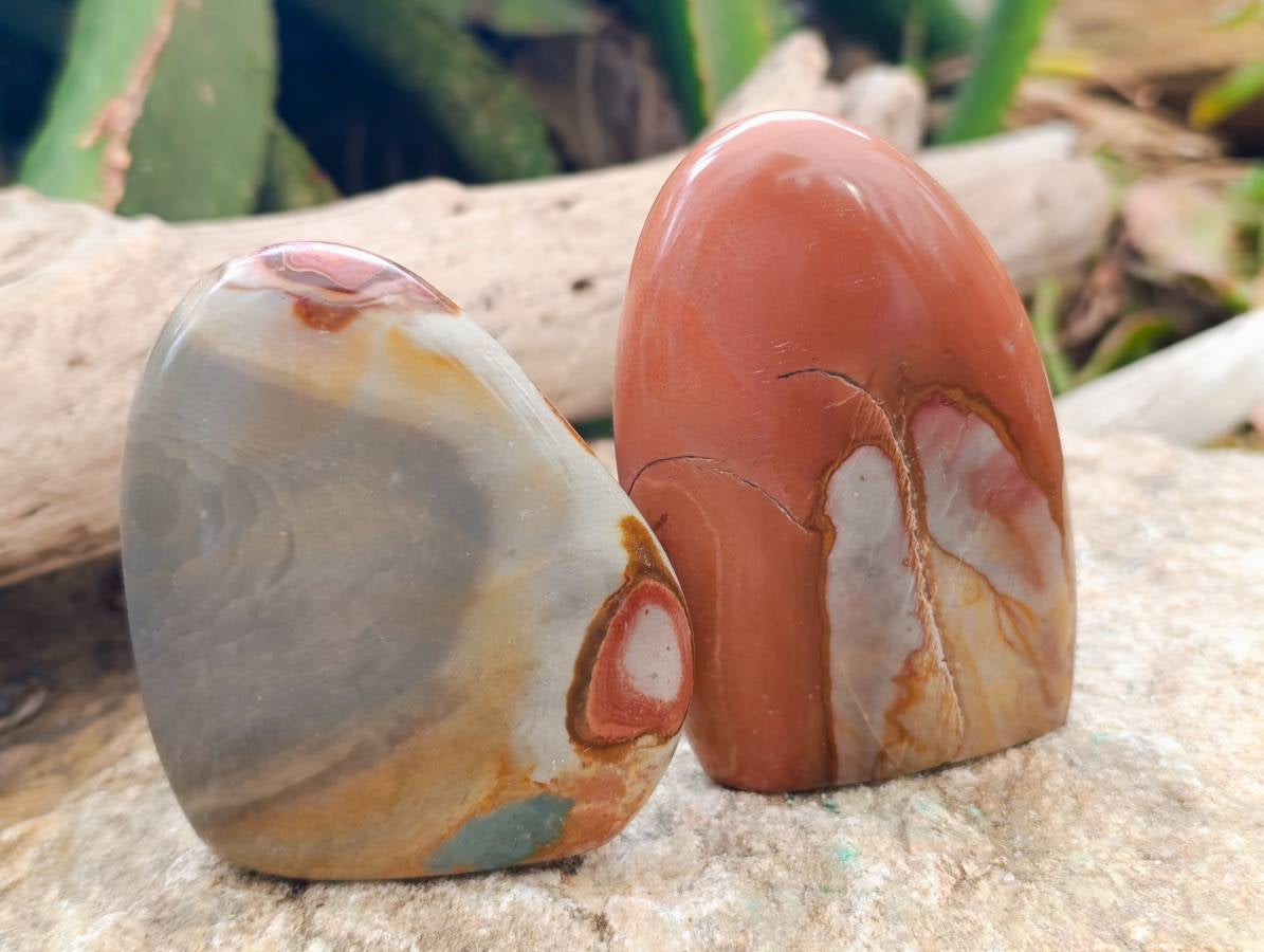 Polished Polychrome Jasper Standing Free Forms x 6 From NW Coast, Madagascar - Toprock Gemstones and Minerals 