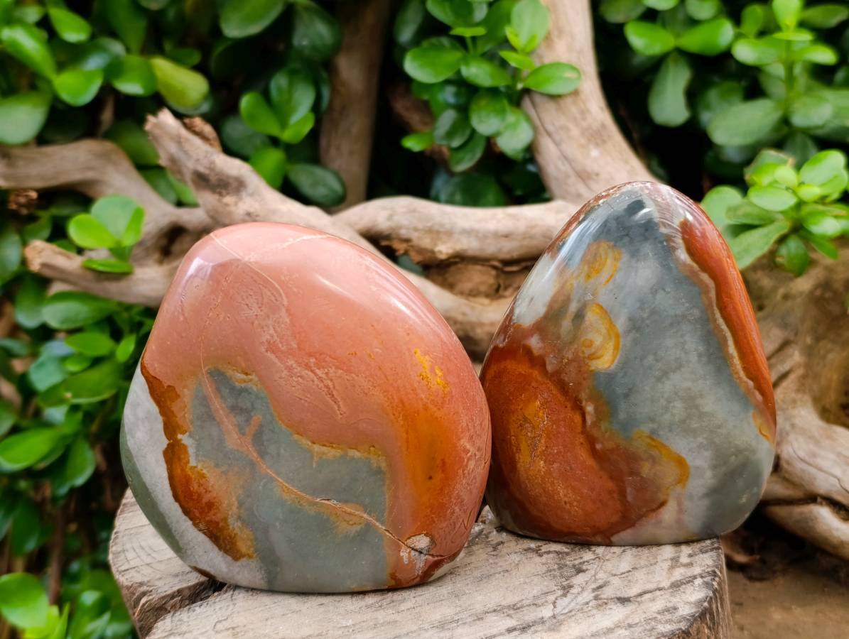 Polished Polychrome Jasper Standing Free Forms x 6 From NW Coast, Madagascar - Toprock Gemstones and Minerals 
