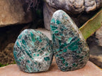 Polished Emerald Mica 'Mutokolite' Standing Free Forms x 2 From Mutoko, Zimbabwe - Toprock Gemstones and Minerals 