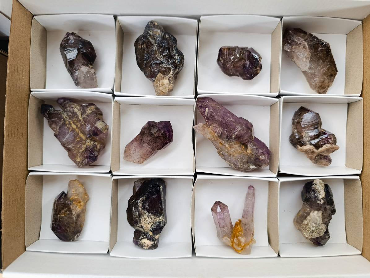 Natural Window Amethyst Crystals x 12 From Chiredzi, Zimbabwe - Toprock Gemstones and Minerals 
