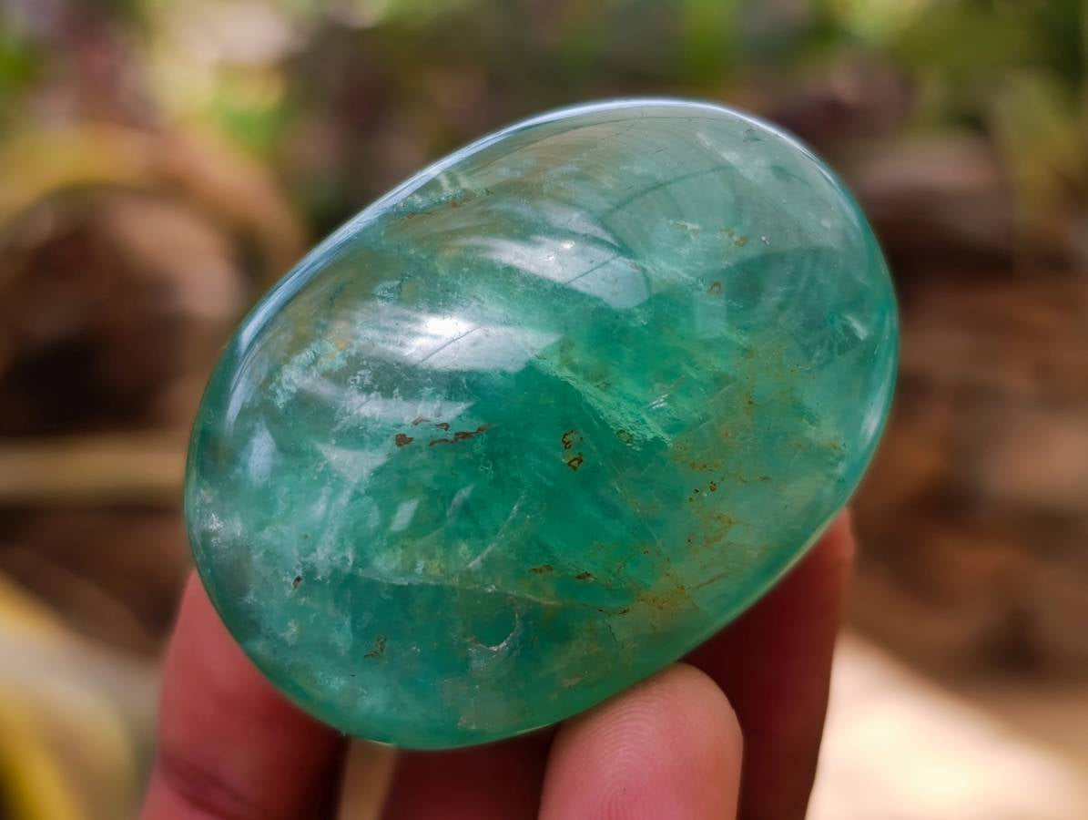 Polished Green Fluorite Palm Stones x 20 From Madagascar - Toprock Gemstones and Minerals 