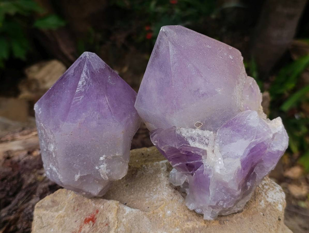 Natural Jacaranda Amethyst Quartz Crystals x 3 From Mumbwa, Zambia - Toprock Gemstones and Minerals 