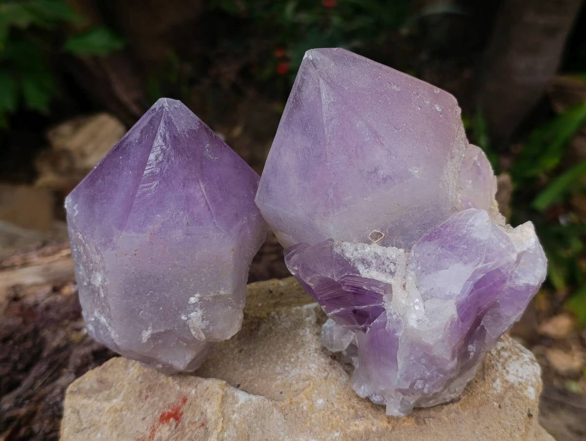 Natural Jacaranda Amethyst Quartz Crystals x 3 From Mumbwa, Zambia - Toprock Gemstones and Minerals 