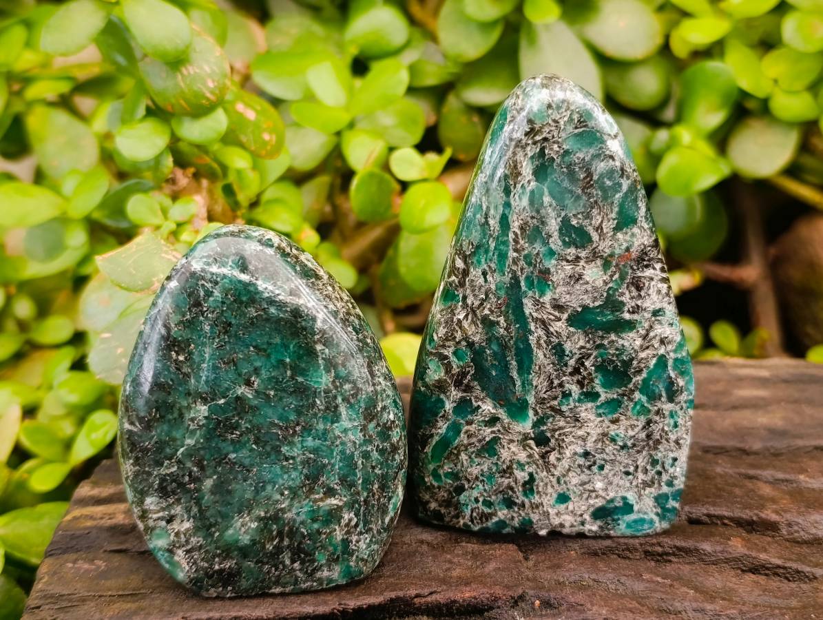 Polished Emerald Mica 'Mutokolite' Standing Free Forms x 6 From Mutoko, Zimbabwe - Toprock Gemstones and Minerals 