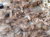 Natural Fluorescent Hyalite Opal On Smokey Quartz And Black Tourmaline Specimen x 1 From Erongo, Namibia - Toprock Gemstones and Minerals 