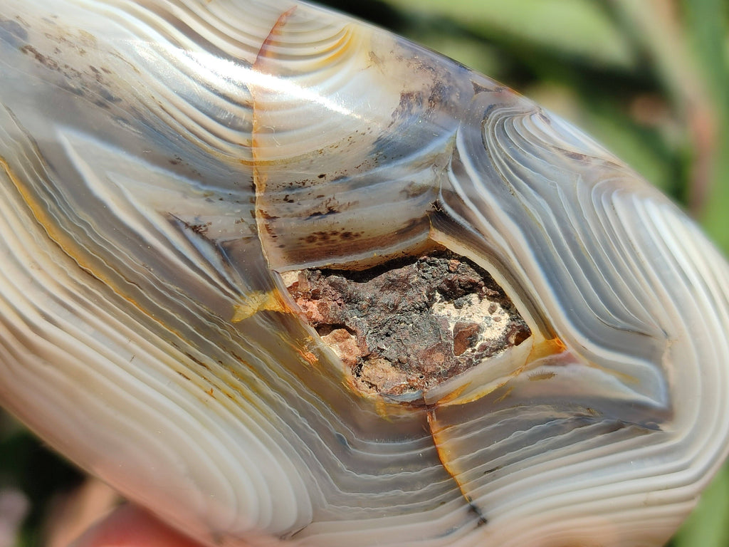 Polished Banded Agate Standing Free Forms, Hearts, Flames x 6 From Madagascar - Toprock Gemstones and Minerals 