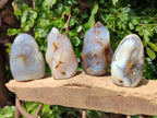 Polished Banded Agate Standing Free Forms, Hearts, Flames x 6 From Madagascar - Toprock Gemstones and Minerals 