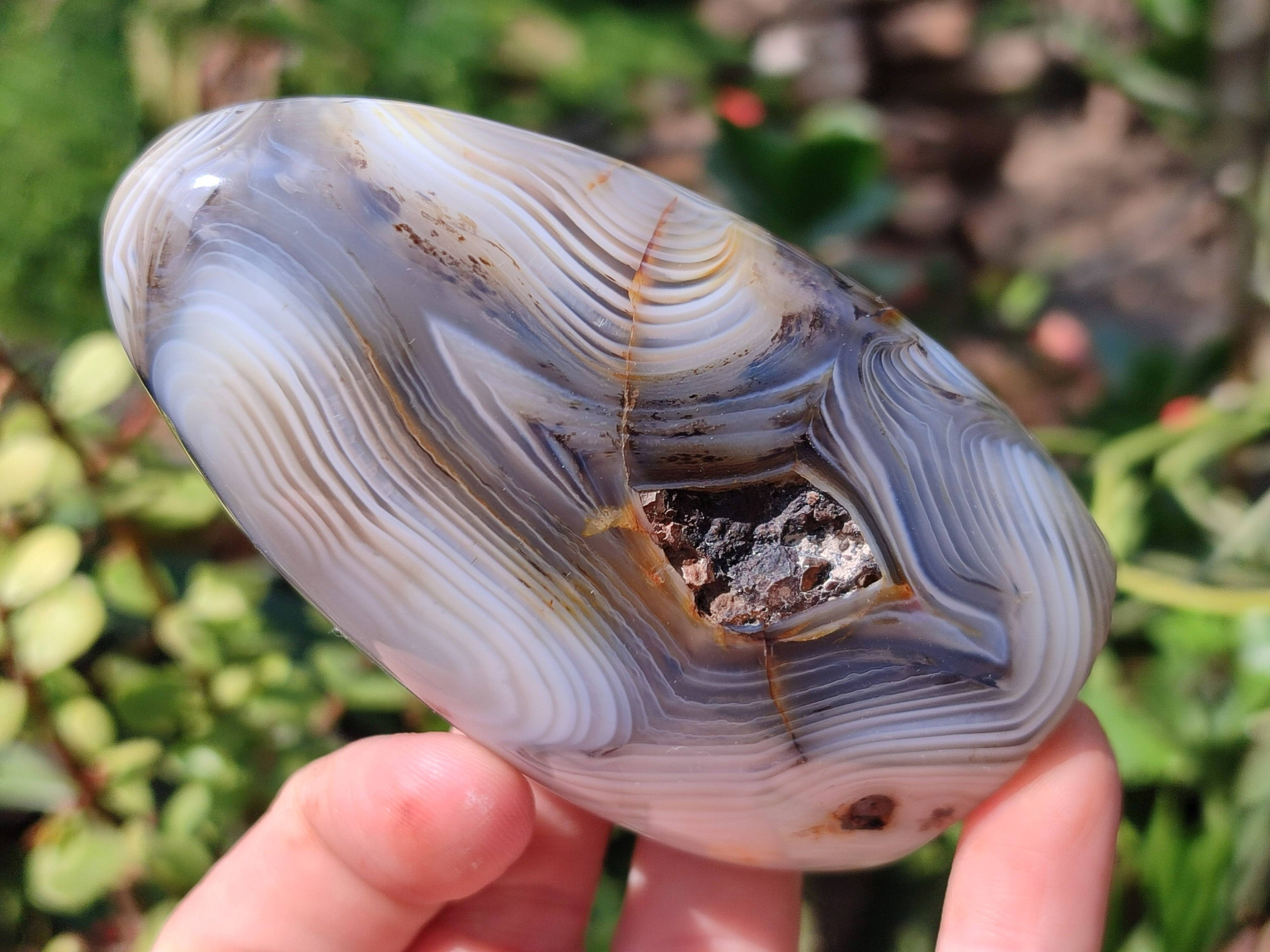 Polished Banded Agate Standing Free Forms, Hearts, Flames x 6 From Madagascar - Toprock Gemstones and Minerals 