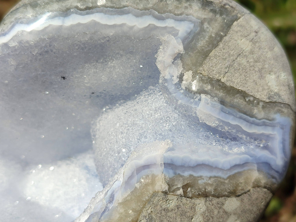 Polished Blue Lace Agate Standing Free Form x 1 From Nsanje, Malawi - Toprock Gemstones and Minerals 