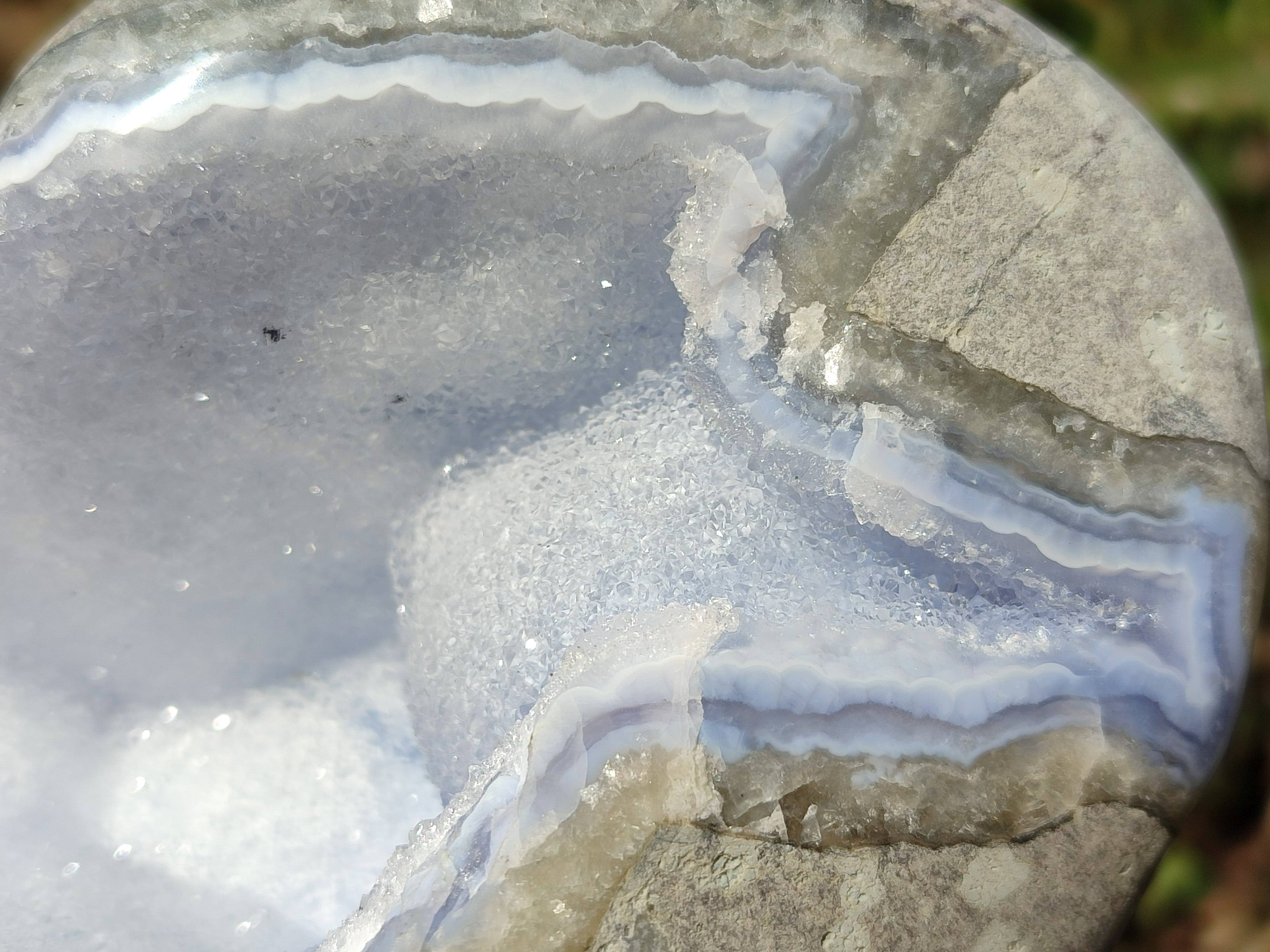 Polished Blue Lace Agate Standing Free Form x 1 From Nsanje, Malawi - Toprock Gemstones and Minerals 