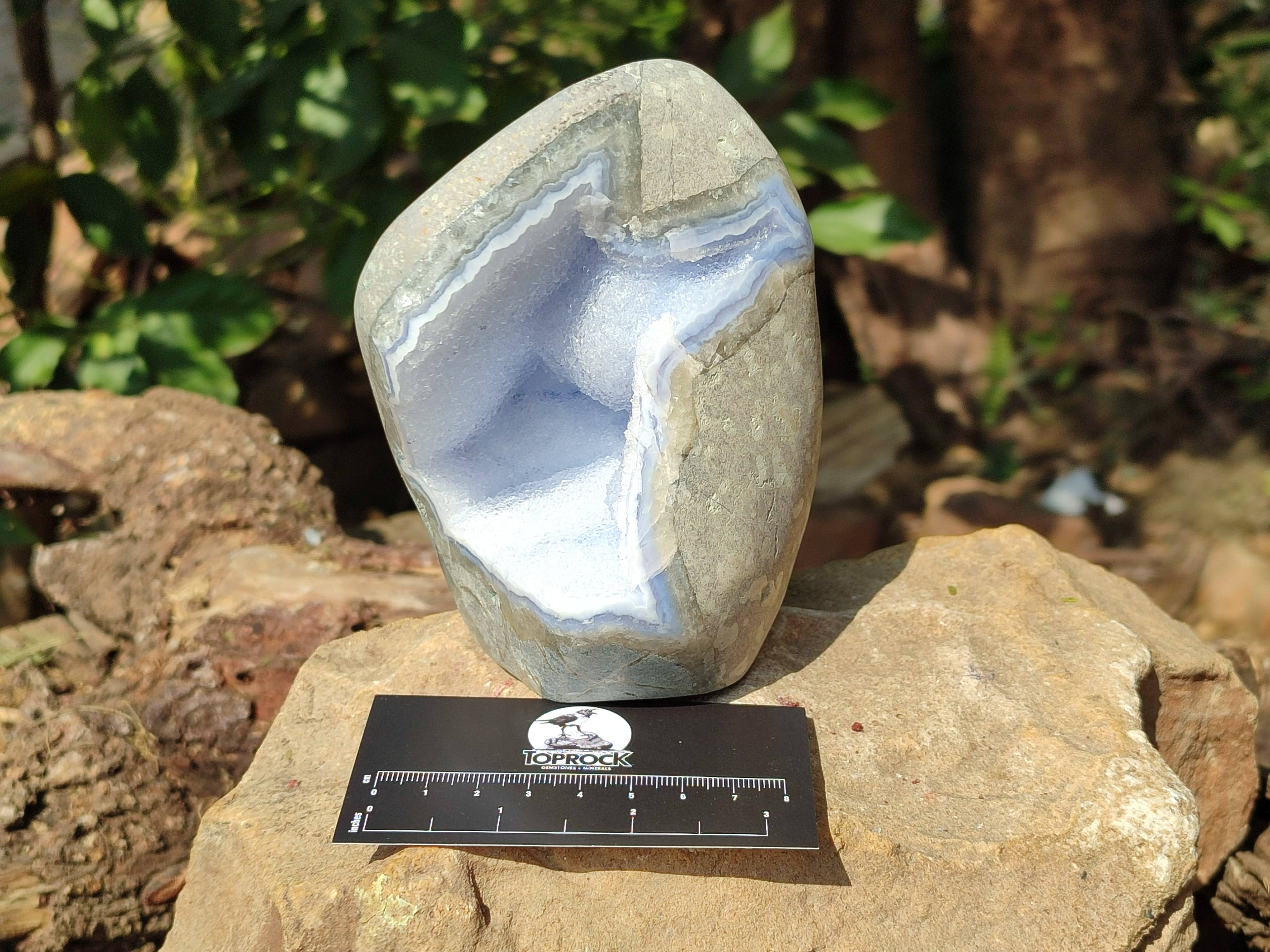 Polished Blue Lace Agate Standing Free Form x 1 From Nsanje, Malawi - Toprock Gemstones and Minerals 