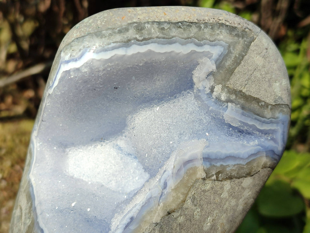 Polished Blue Lace Agate Standing Free Form x 1 From Nsanje, Malawi - Toprock Gemstones and Minerals 