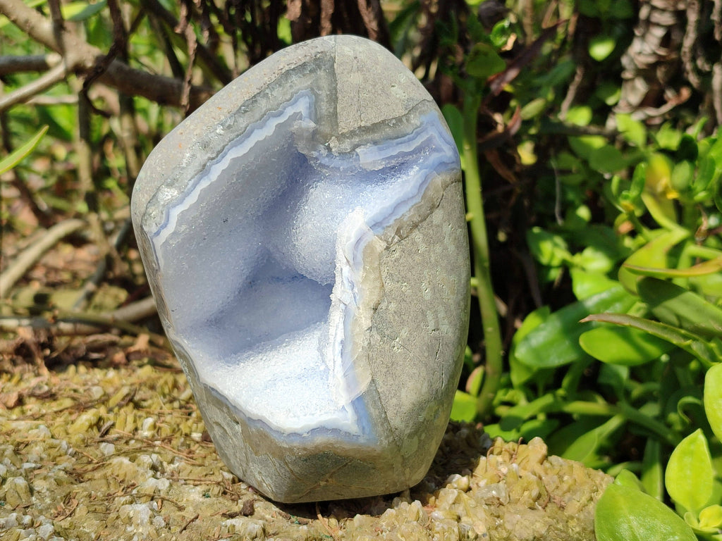 Polished Blue Lace Agate Standing Free Form x 1 From Nsanje, Malawi - Toprock Gemstones and Minerals 