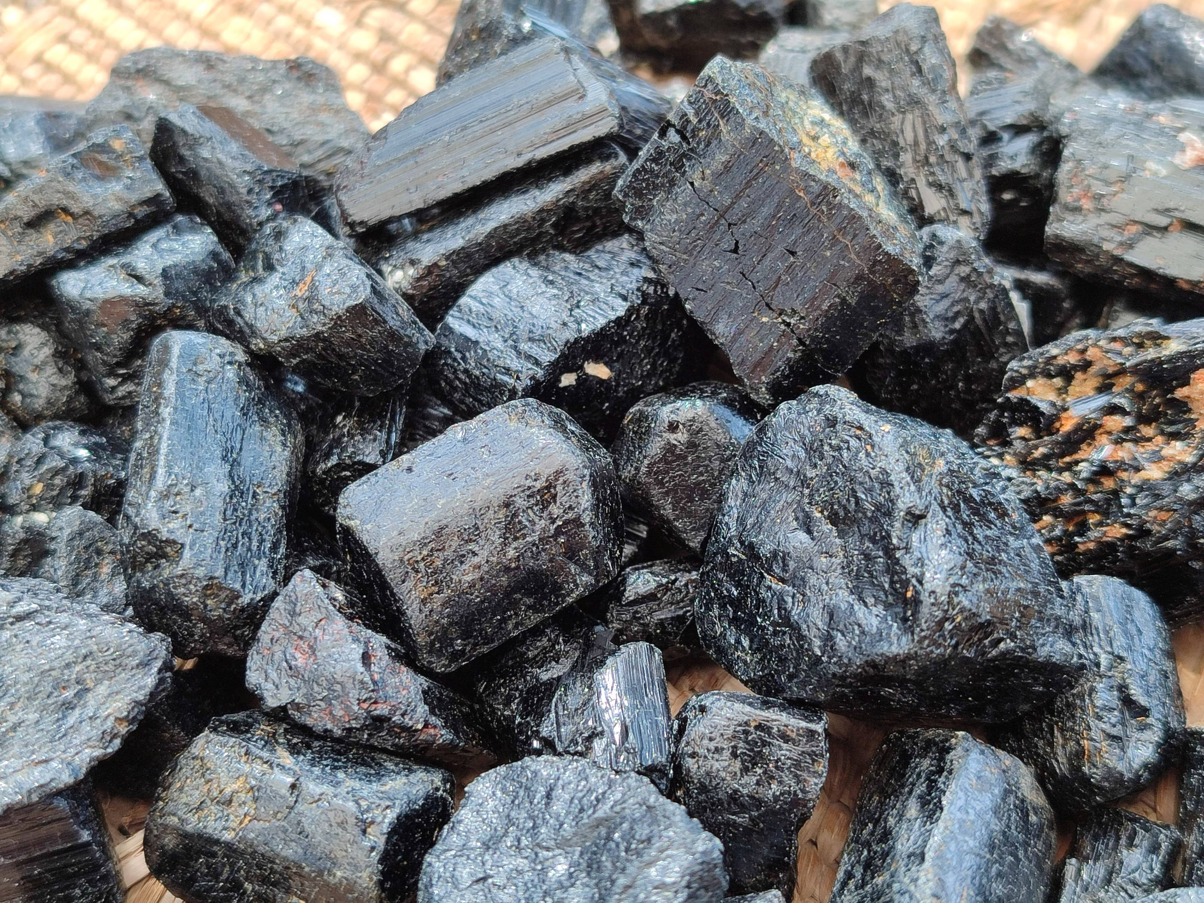 Natural Alluvial Schorl Black Tourmaline Crystals x 1.58 Kg Lot From Zimbabwe - Toprock Gemstones and Minerals 