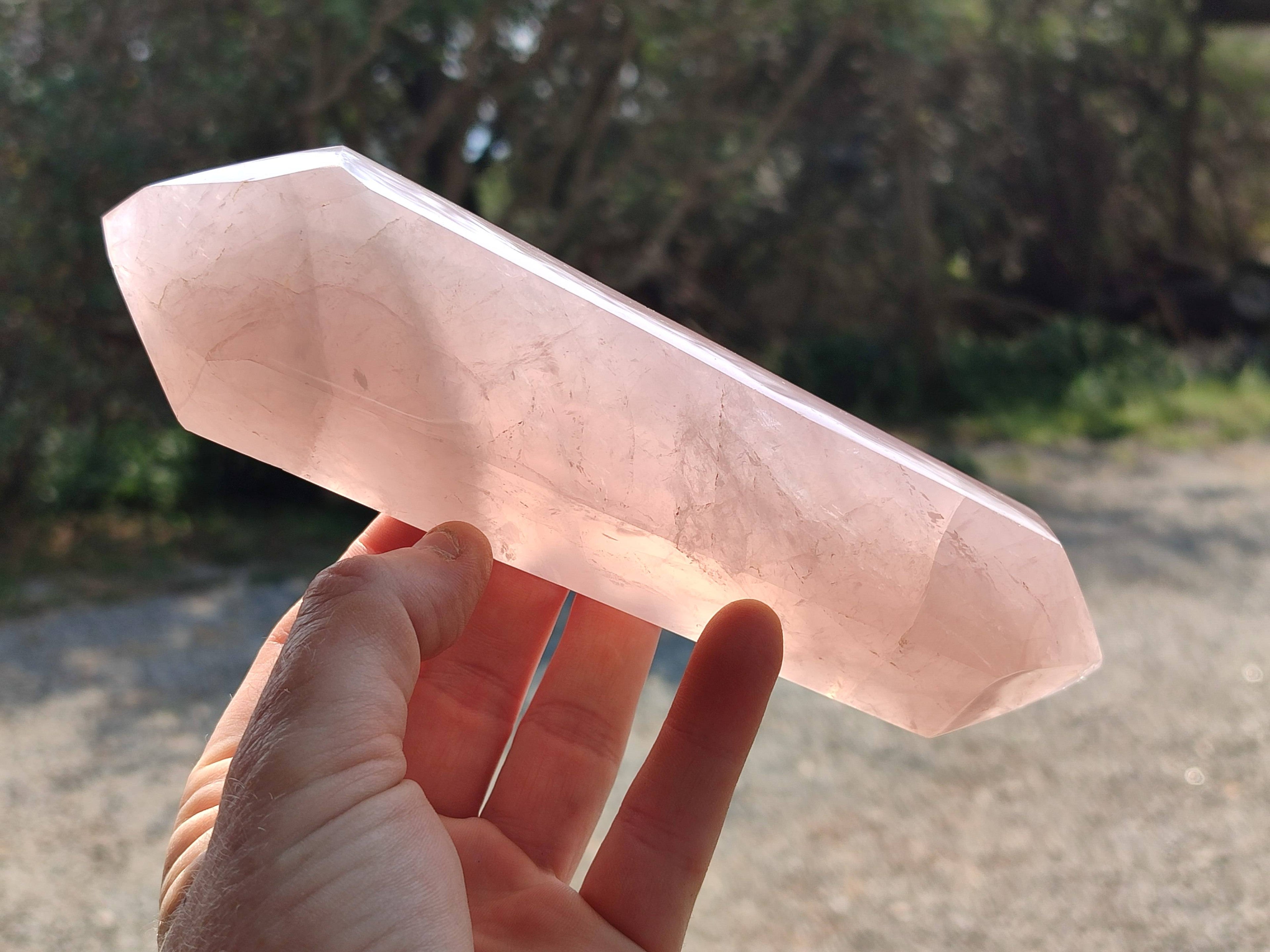 Polished Gemmy Double Terminated Rose Quartz Points x 3 From Madagascar - Toprock Gemstones and Minerals 