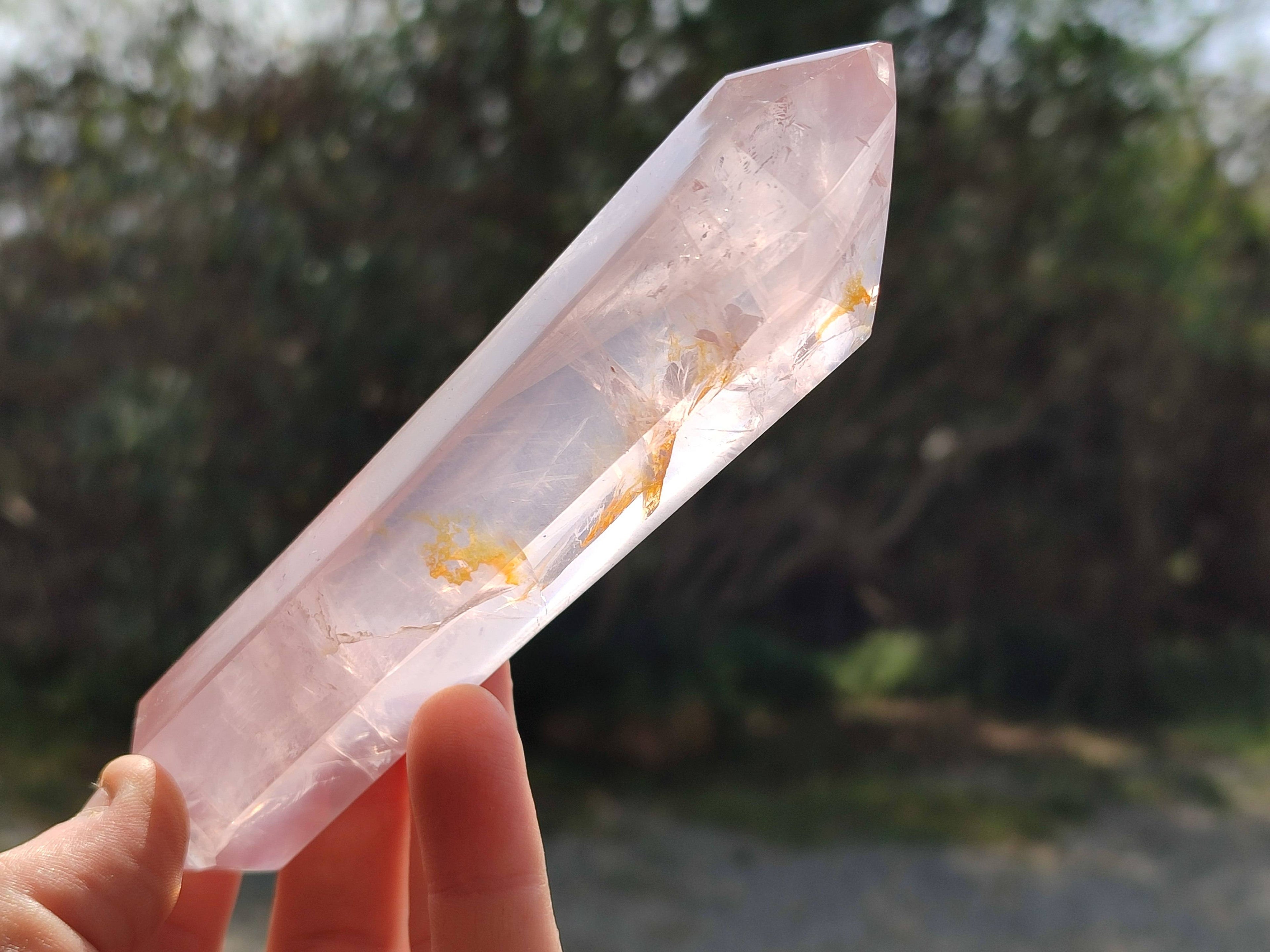 Polished Gemmy Double Terminated Rose Quartz Points x 3 From Madagascar - Toprock Gemstones and Minerals 