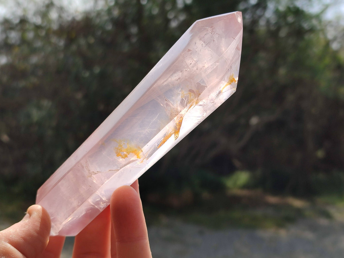 Polished Gemmy Double Terminated Rose Quartz Points x 3 From Madagascar - Toprock Gemstones and Minerals 