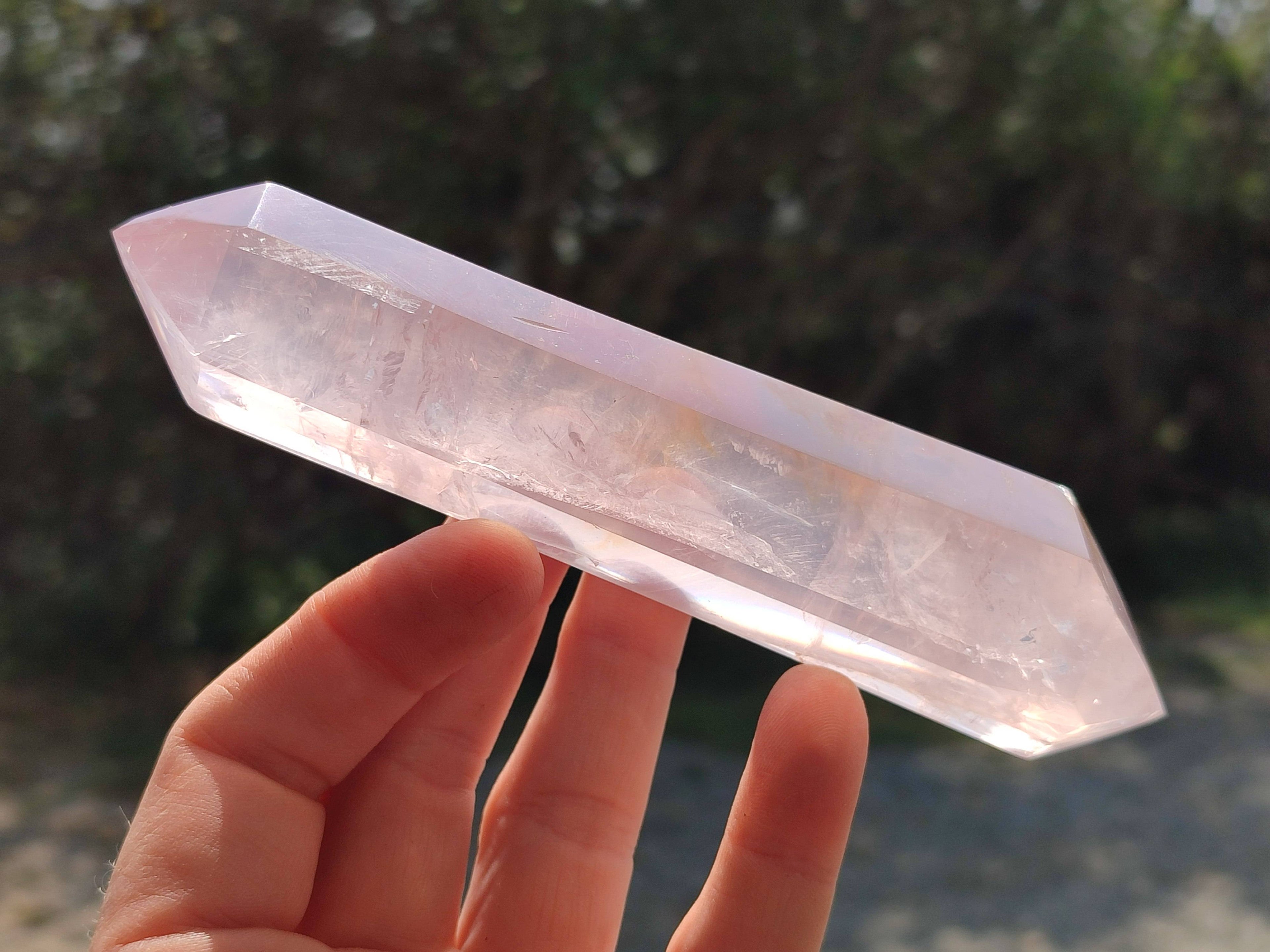 Polished Gemmy Double Terminated Rose Quartz Points x 3 From Madagascar - Toprock Gemstones and Minerals 