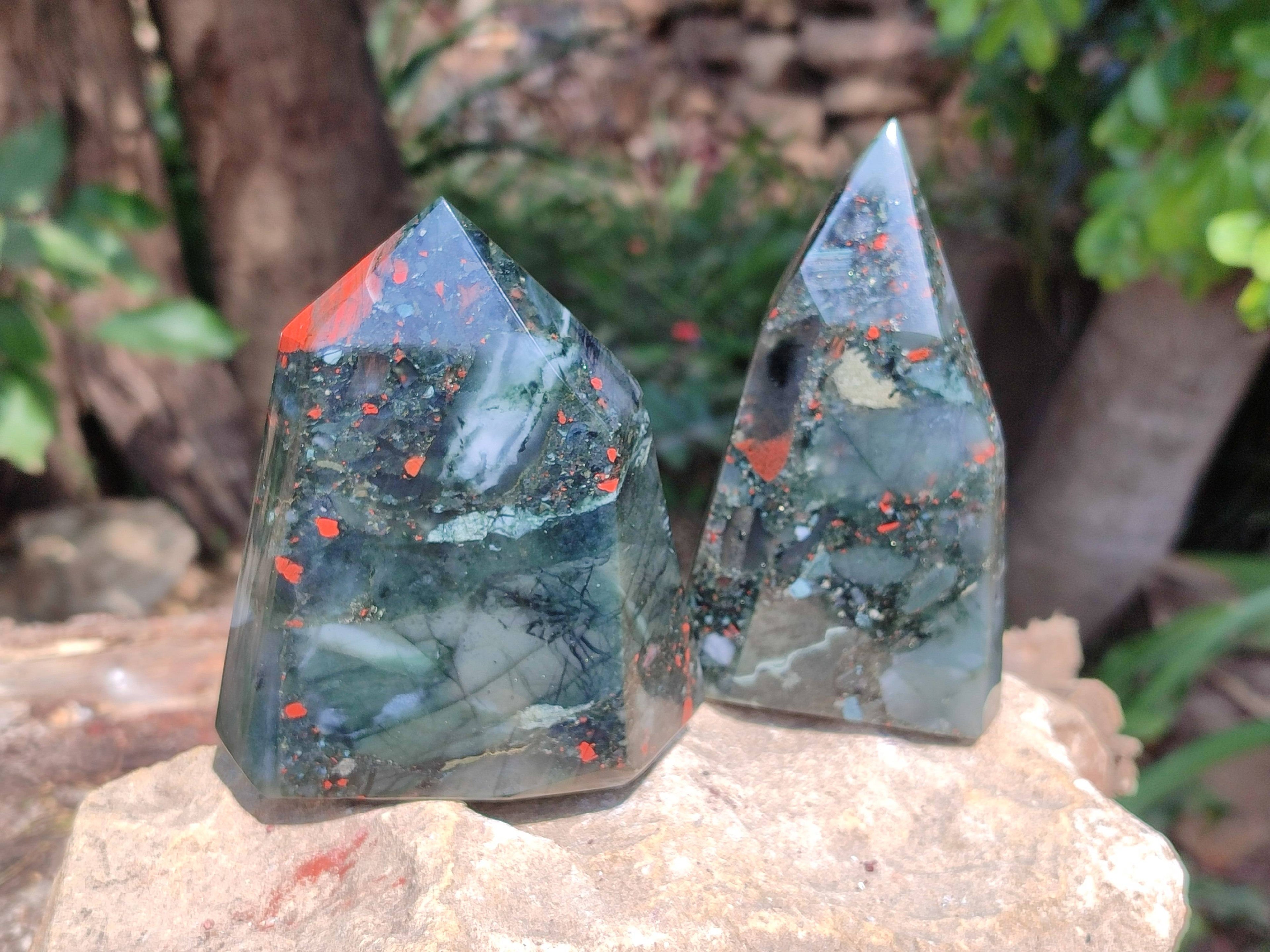 Polished Bloodstone Points x 3 From Swaziland - Toprock Gemstones and Minerals 