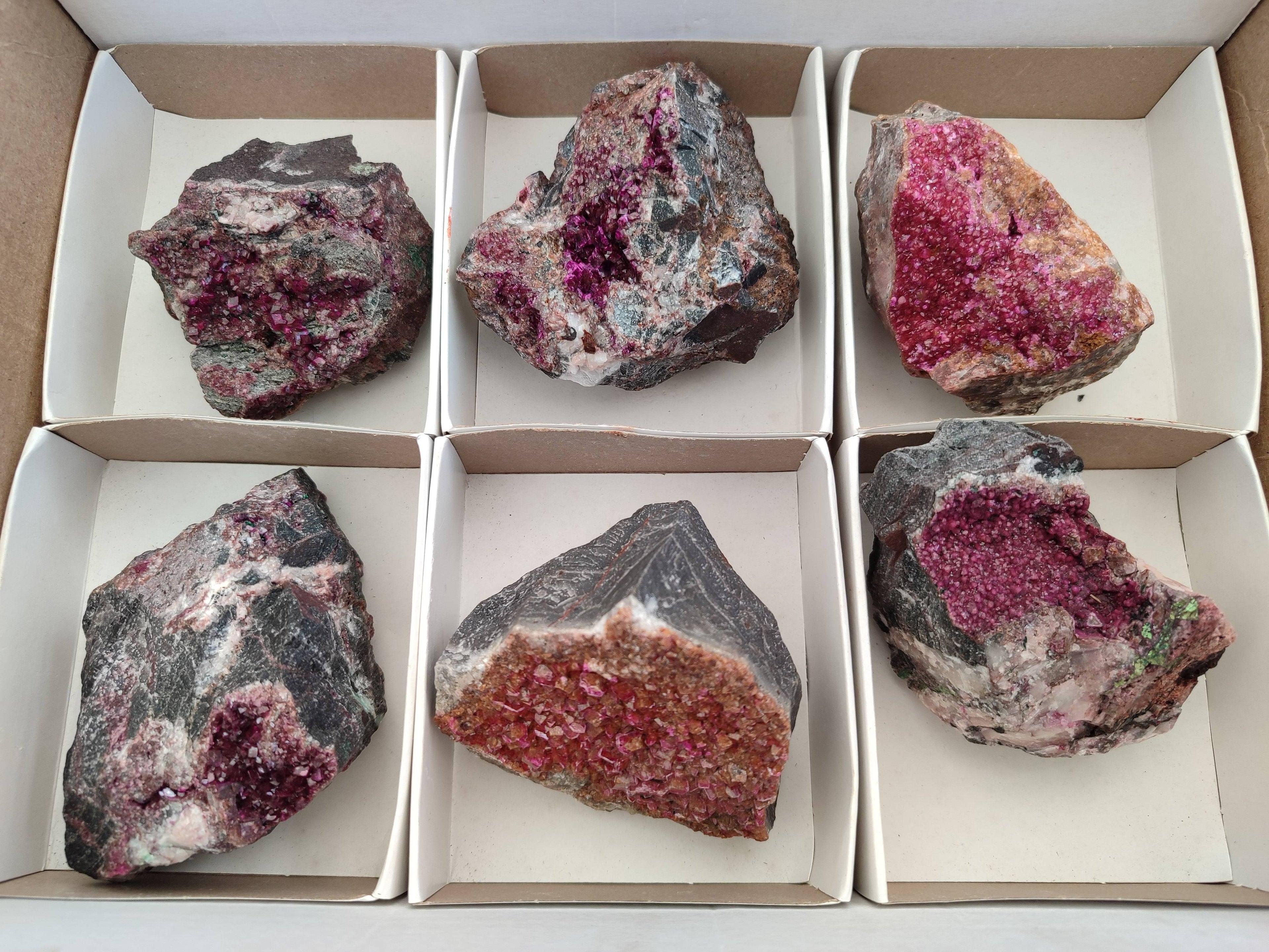 Natural Salrose Cobaltion Dolomite Specimens x 6 From Kakanda, Congo - Toprock Gemstones and Minerals 
