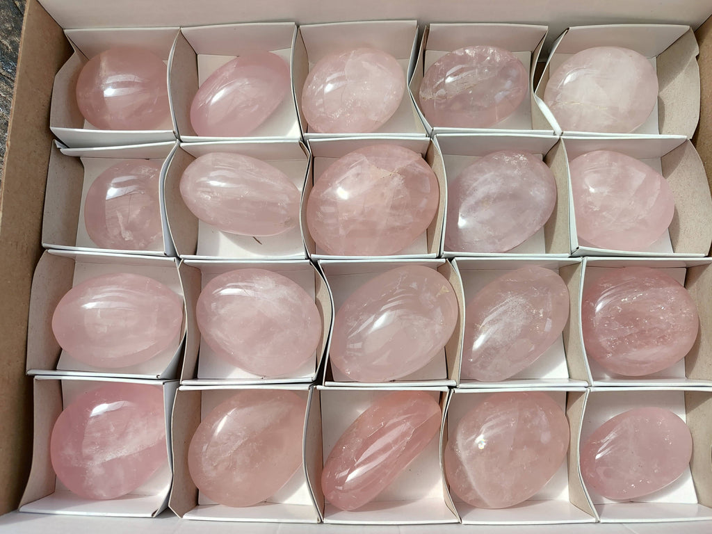 Polished Rose Quartz Palm Stones x 20 From Madagascar - Toprock Gemstones and Minerals 