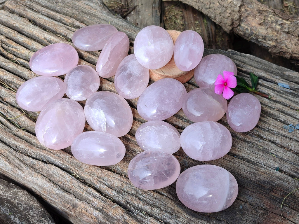 Polished Rose Quartz Palm Stones x 20 From Madagascar - Toprock Gemstones and Minerals 