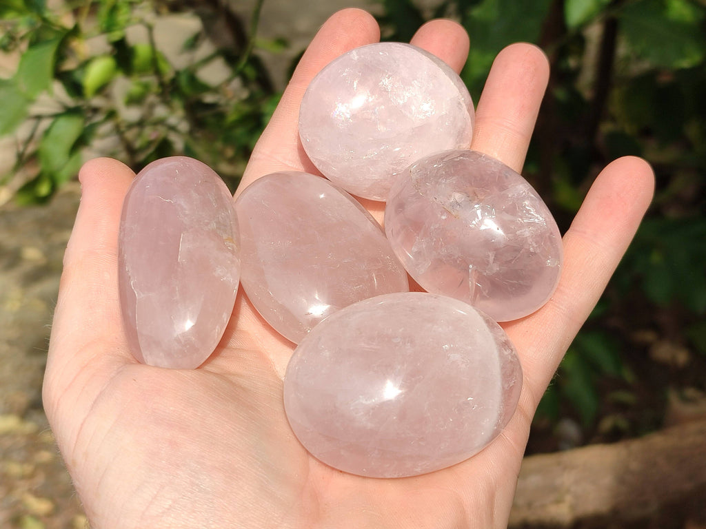 Polished Rose Quartz Palm Stones x 20 From Madagascar - Toprock Gemstones and Minerals 