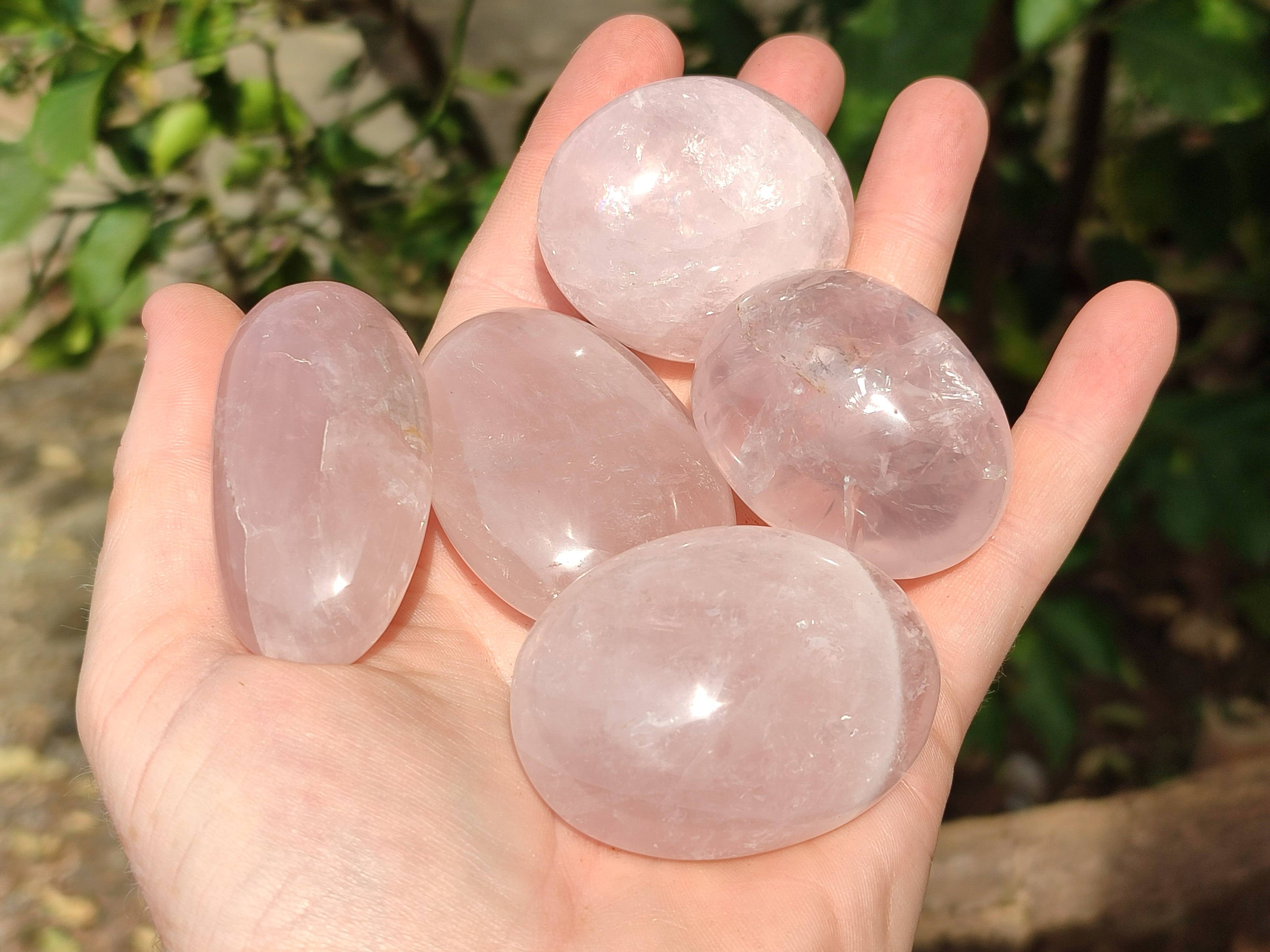 Polished Rose Quartz Palm Stones x 20 From Madagascar - Toprock Gemstones and Minerals 