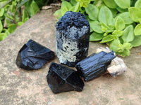 Natural Schorl Black Tourmaline Specimens x 12 From Erongo, Namibia - Toprock Gemstones and Minerals 