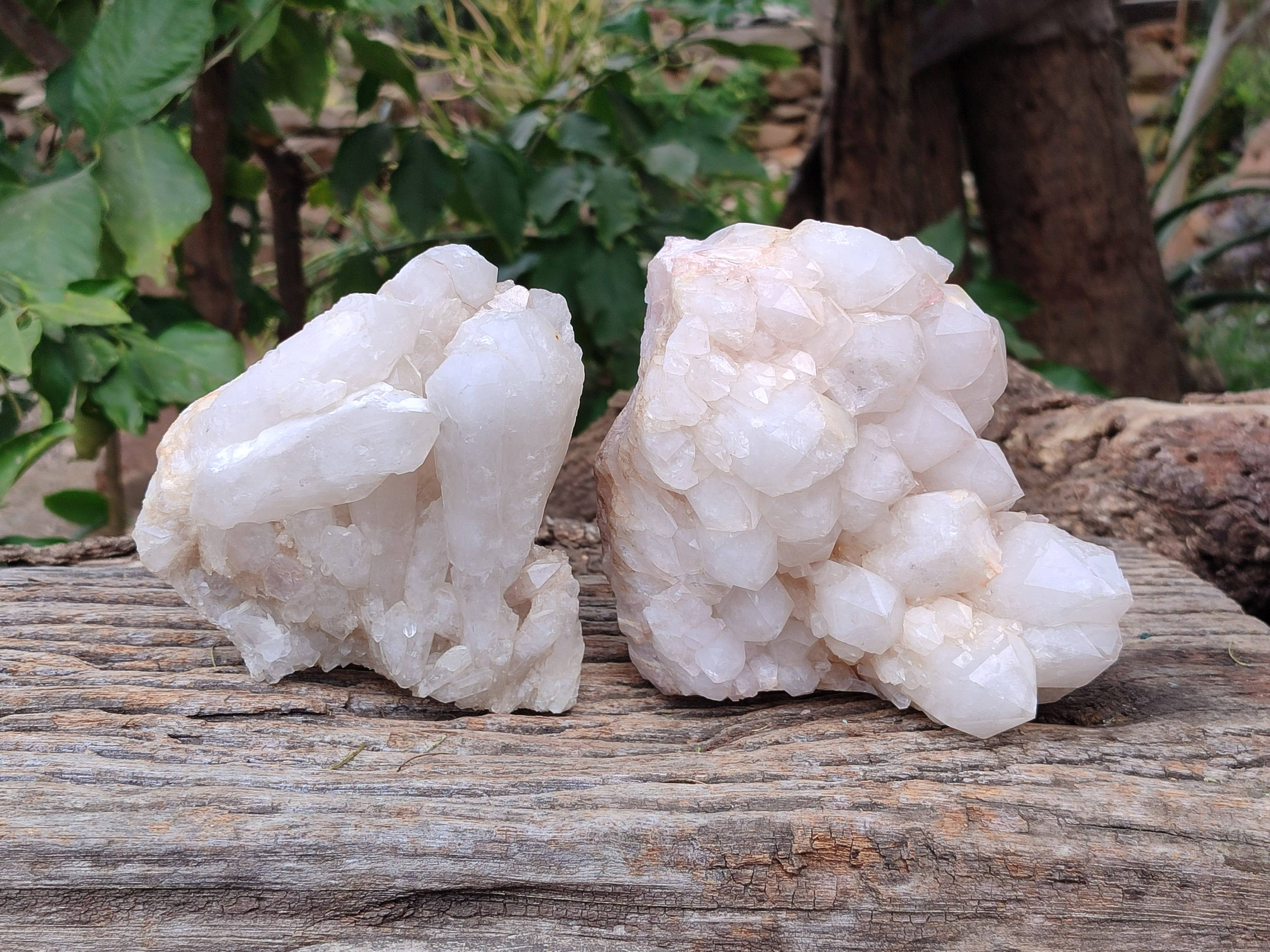 Natural Phantom Quartz Clusters x 2 From Madagascar - Toprock Gemstones and Minerals 