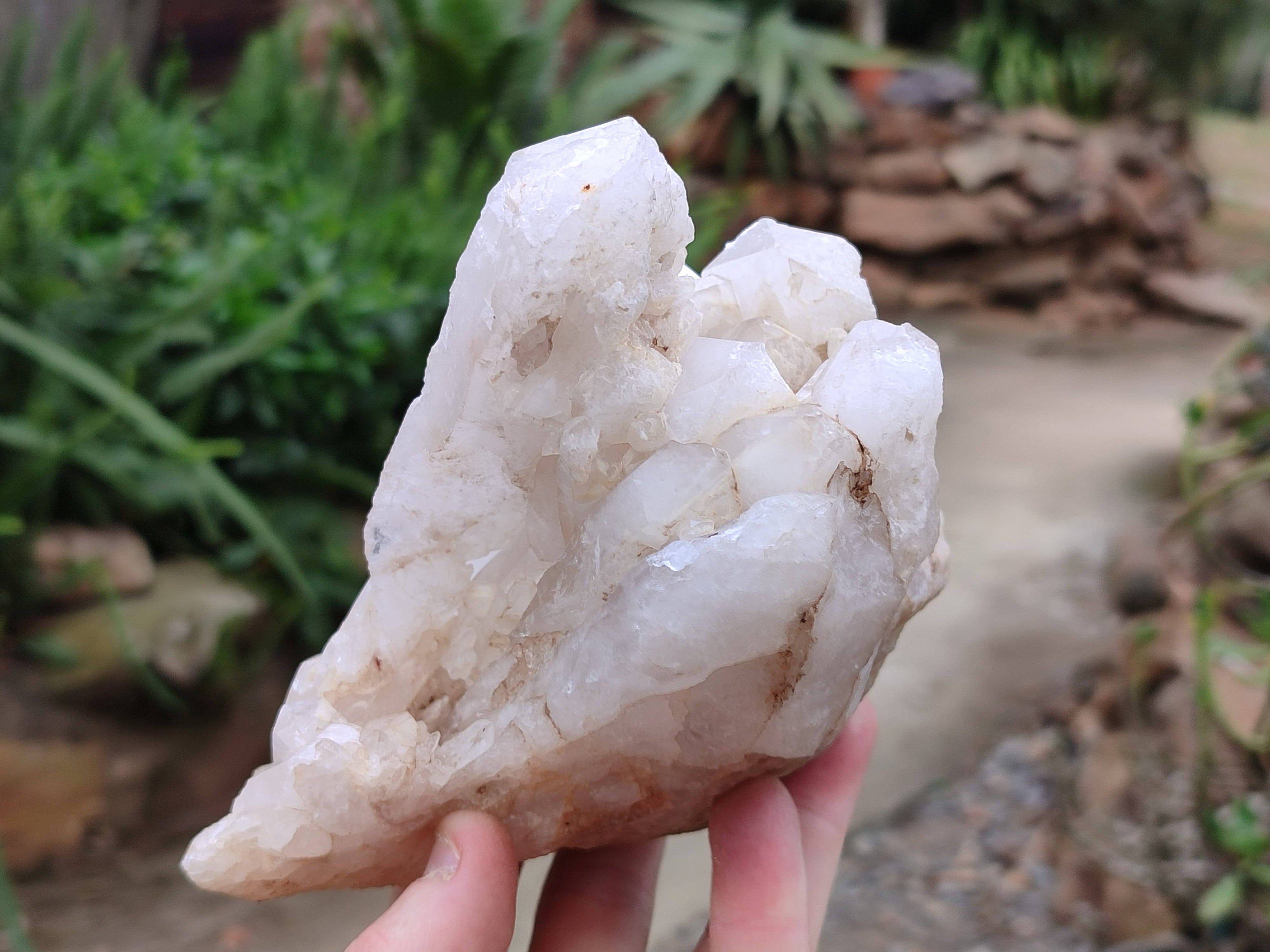 Natural Phantom Quartz Clusters x 2 From Madagascar - Toprock Gemstones and Minerals 