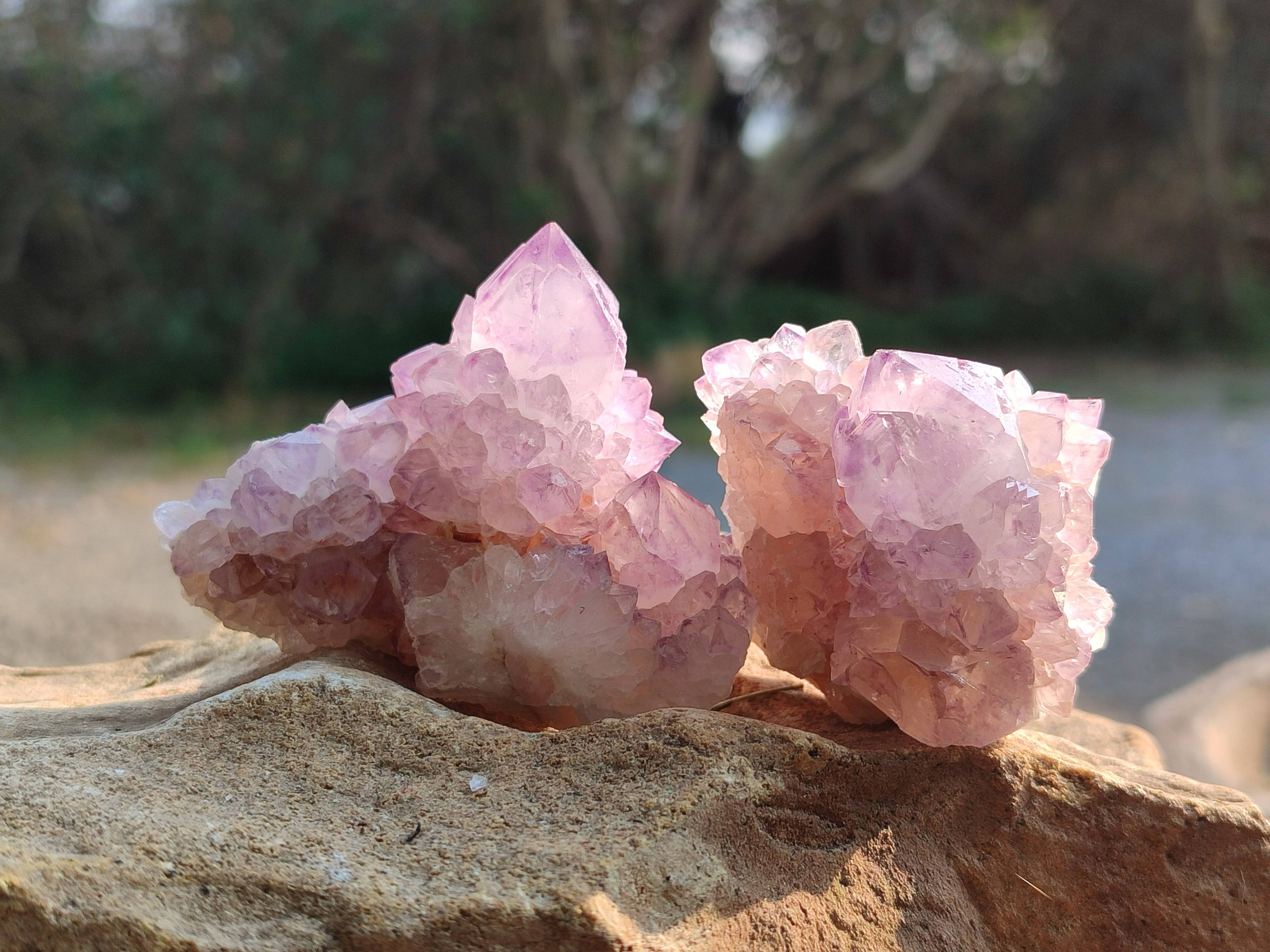 Natural Sunburst Amethyst Spirit Quartz Clusters x 12 From Boekenhouthoek, South Africa - Toprock Gemstones and Minerals 