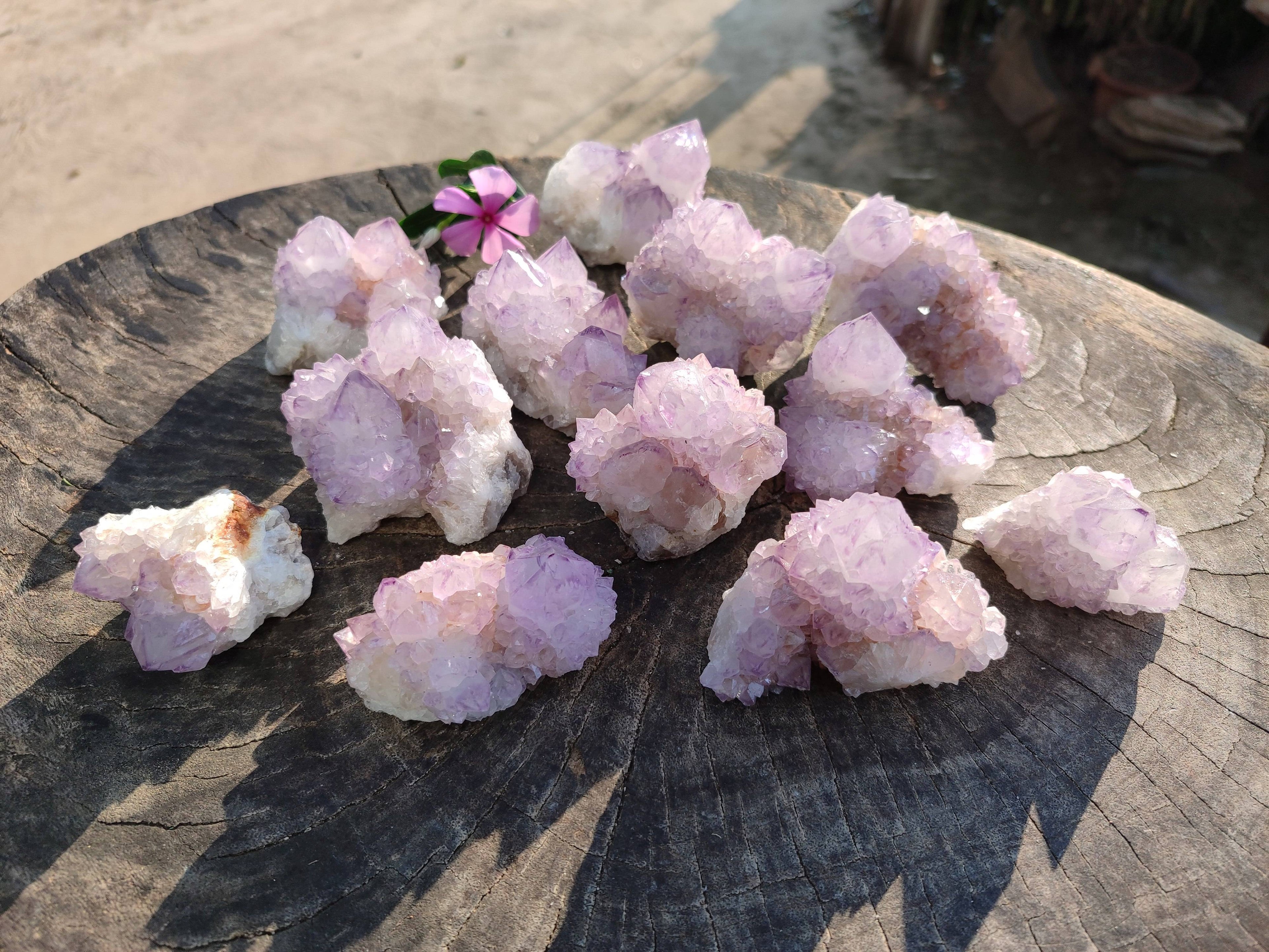 Natural Sunburst Amethyst Spirit Quartz Clusters x 12 From Boekenhouthoek, South Africa - Toprock Gemstones and Minerals 