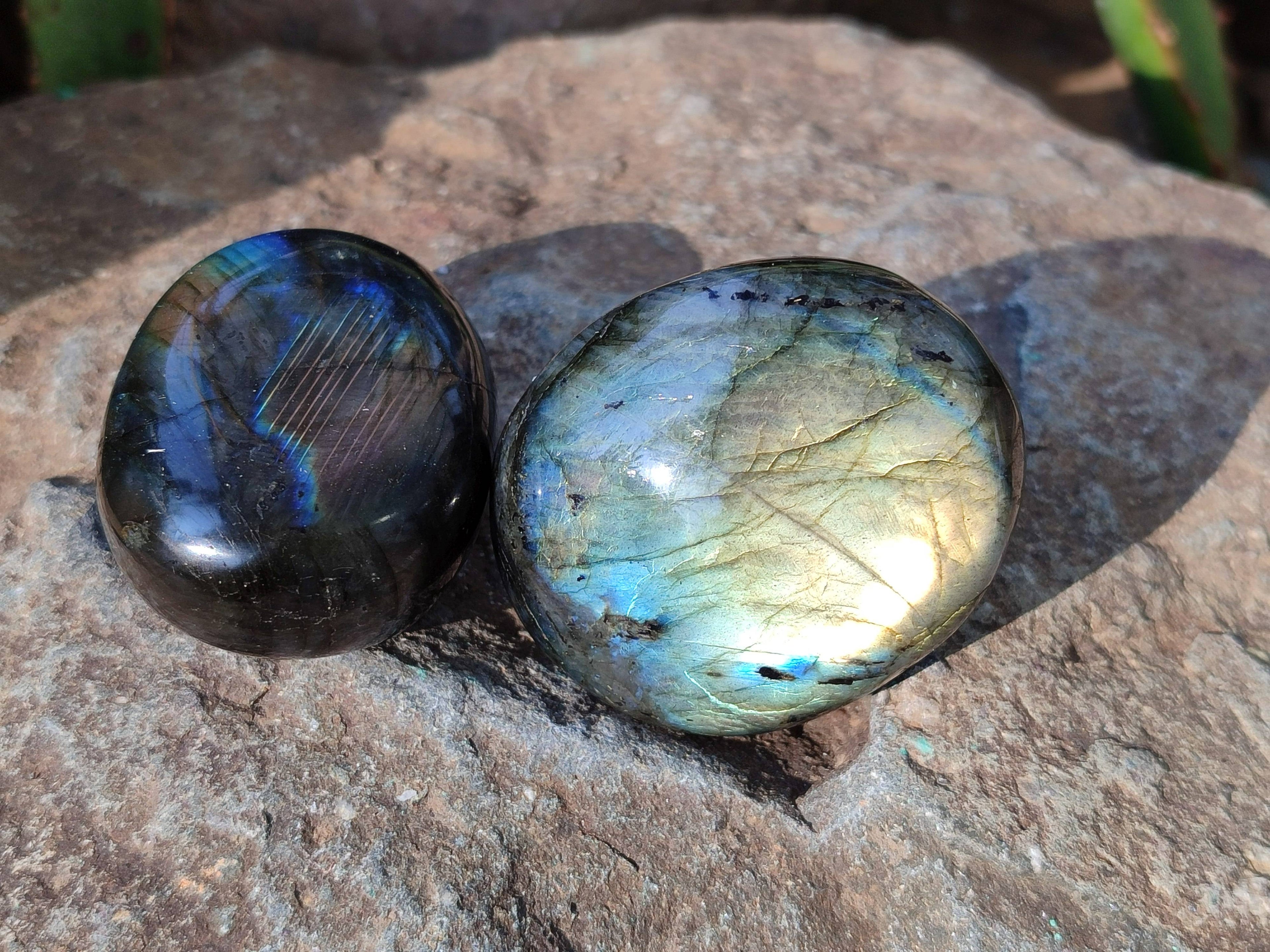 Polished Labradorite Galets x 12 From Tulear, Madagascar - Toprock Gemstones and Minerals 