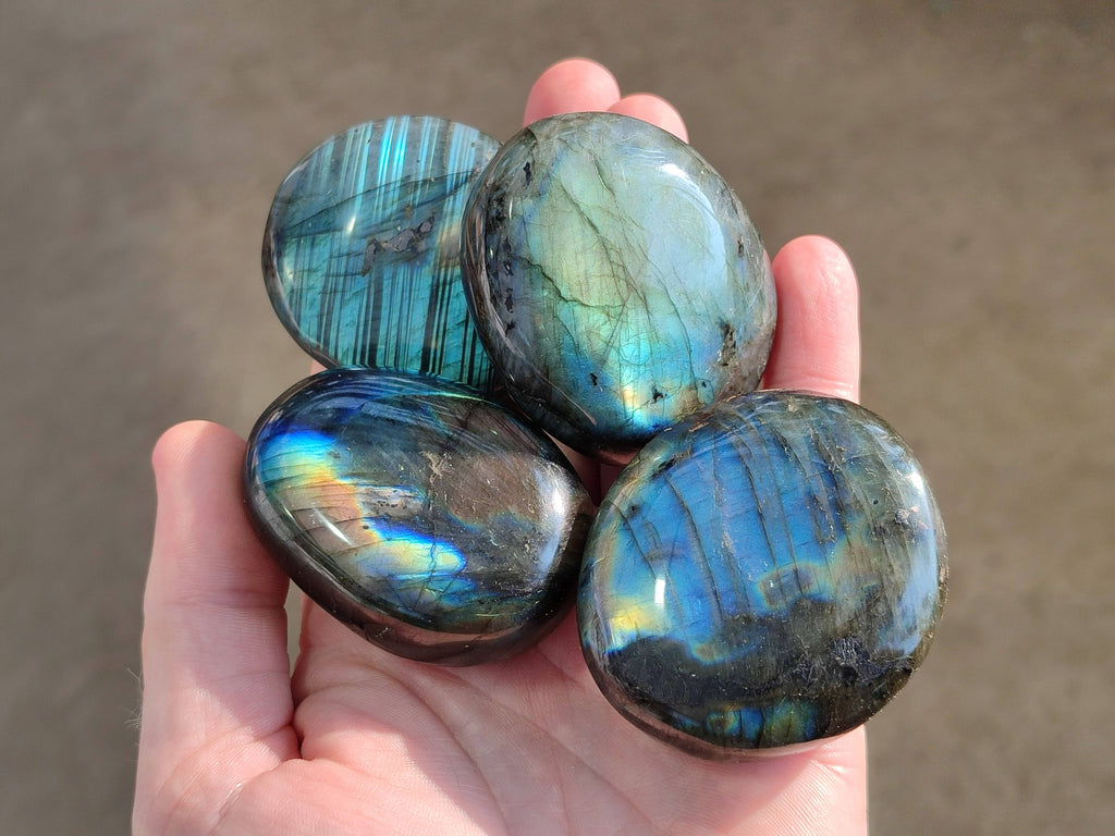 Polished Labradorite Galets x 12 From Tulear, Madagascar - Toprock Gemstones and Minerals 