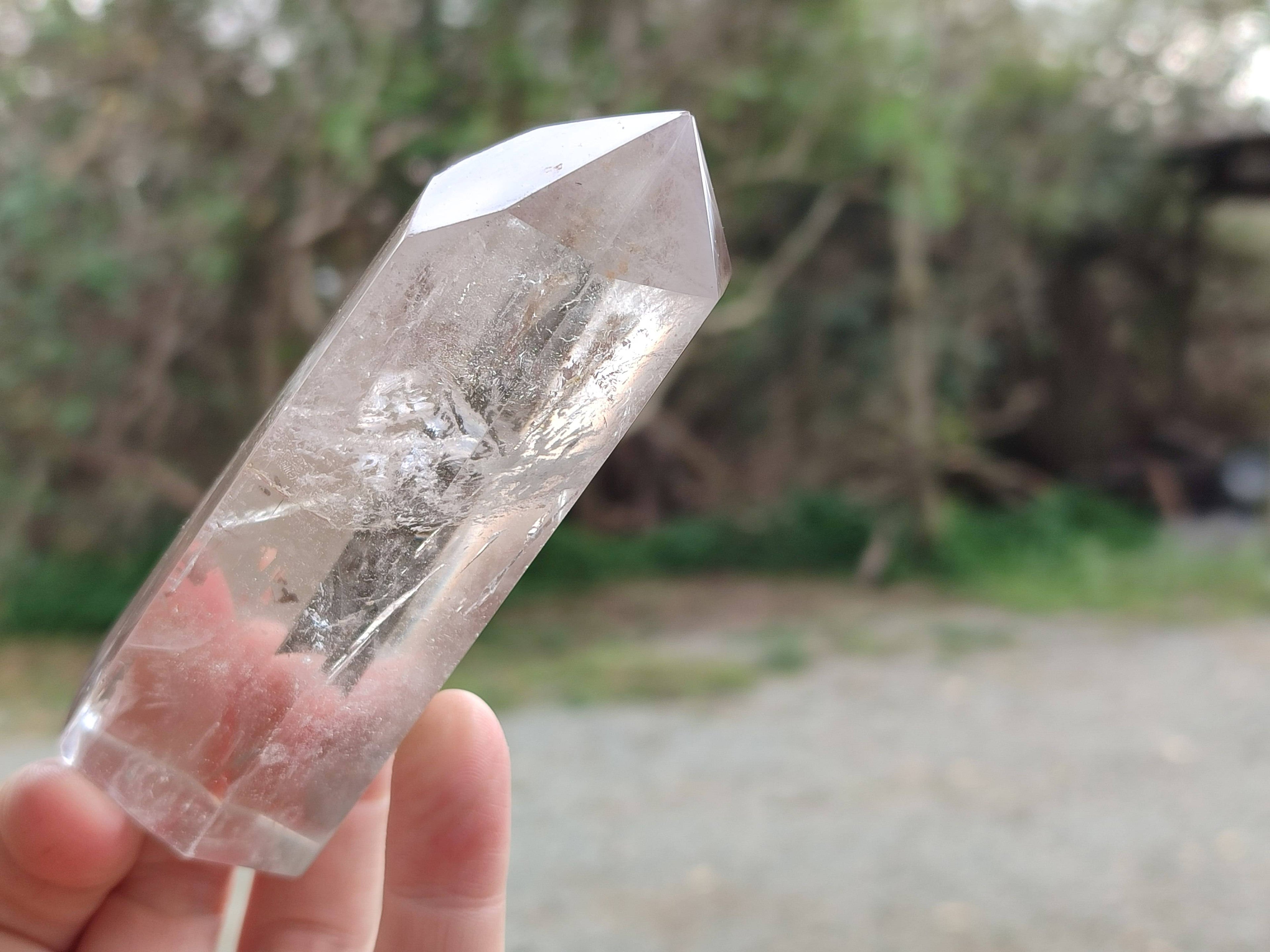 Polished Smokey Window Quartz Points x 6 From Madagascar - Toprock Gemstones and Minerals 