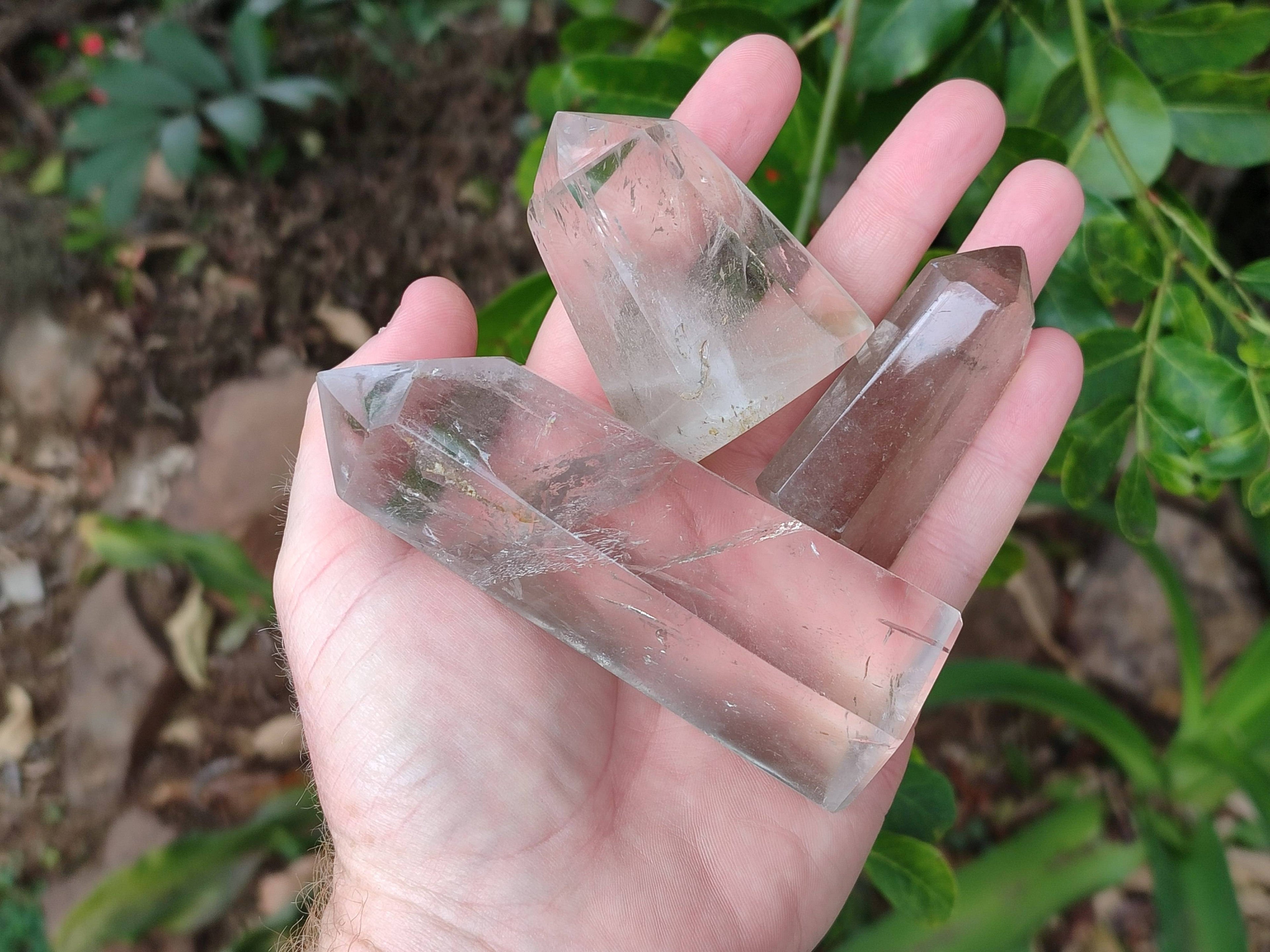 Polished Smokey Window Quartz Points x 6 From Madagascar - Toprock Gemstones and Minerals 
