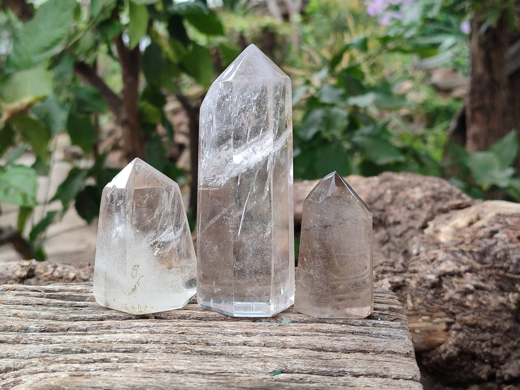 Polished Smokey Window Quartz Points x 6 From Madagascar - Toprock Gemstones and Minerals 