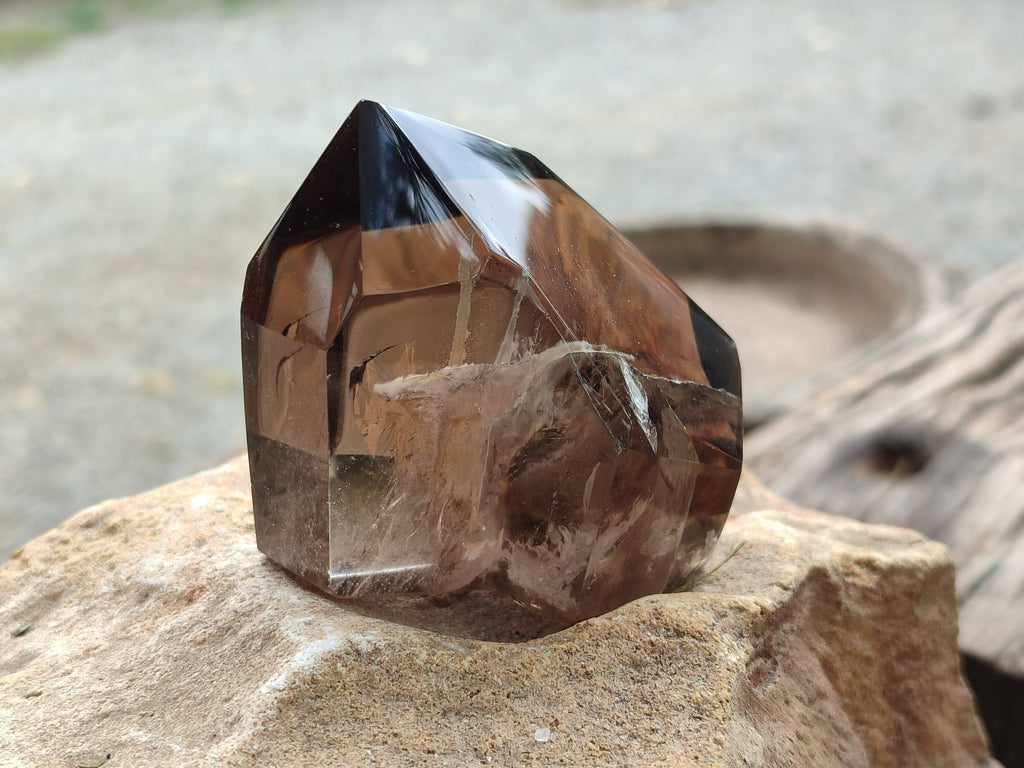 Polished Smokey Window Quartz Points x 6 From Madagascar - Toprock Gemstones and Minerals 